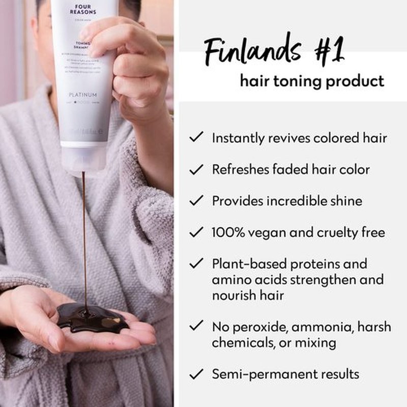 FOUR REASONS Platinum Hair Color Shampoo - Blonde Toner & Color Depositing Formula | Sulfate-Free, Vegan, 8.45 Fl Oz