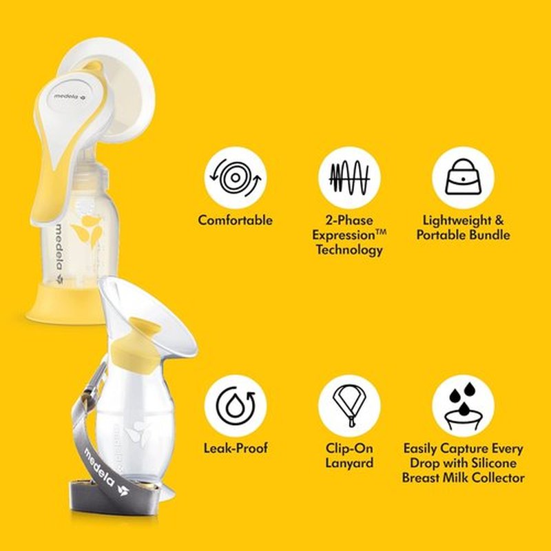 Medela Perfect Pair Bundle - Harmony Manual Breast Pump & Silicone Collector | Lightweight, BPA-Free