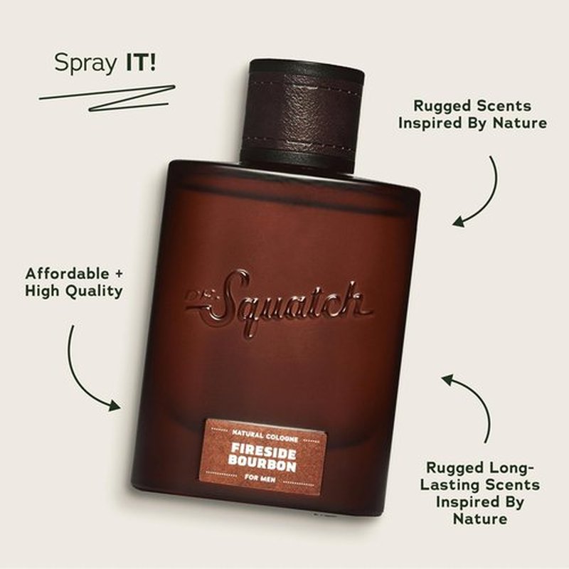 Dr. Squatch Natural Cologne for Men - Fireside Bourbon Scent with Scent-Lock Technology | 1.7 fl oz