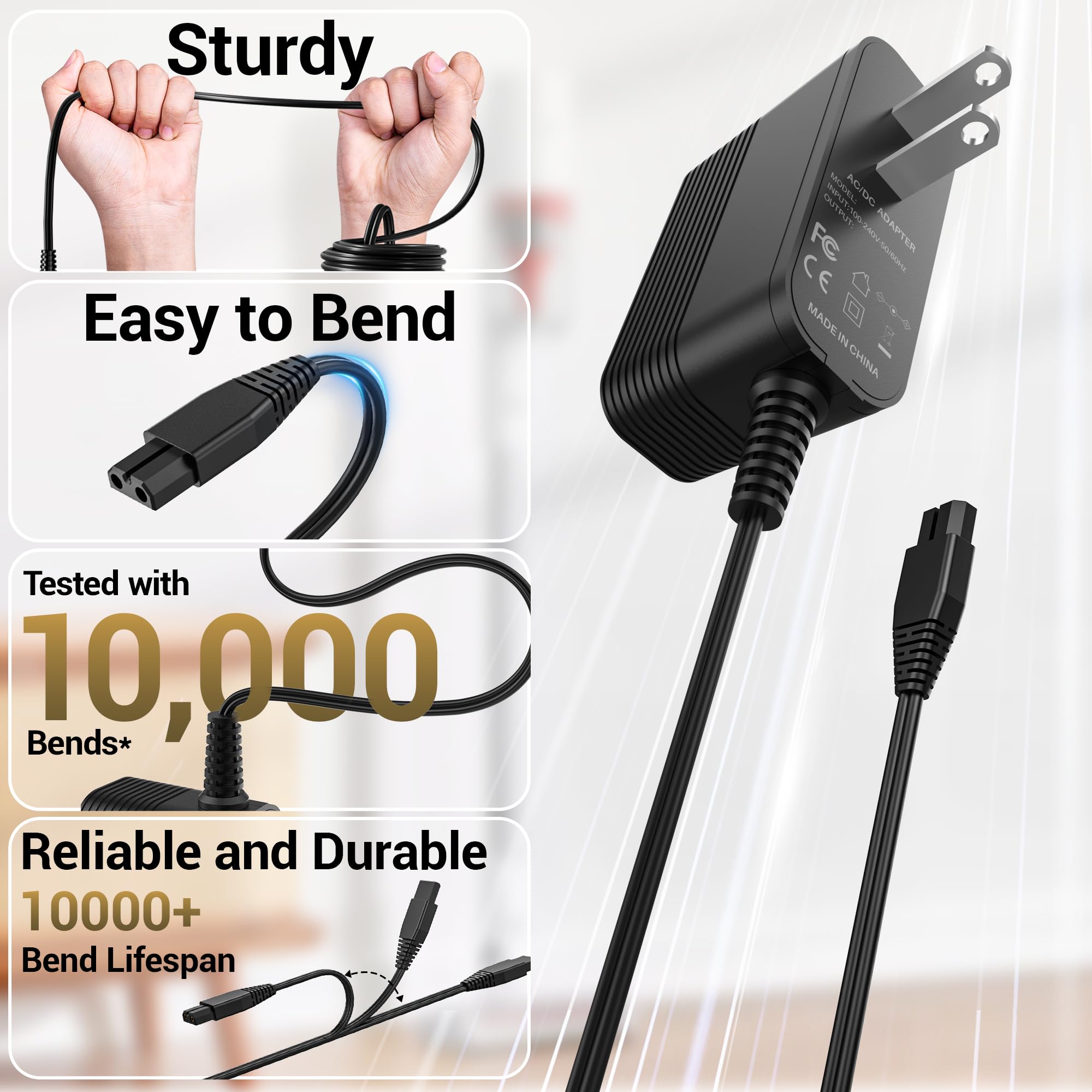 5V Charger for JRL Clipper FF 2020C FF 2020T FF2020C FF2020T FreshFade Professional Cordless Hair Rechargeable Trimmer Clippers KA0601A-0501000CNS Power Cord