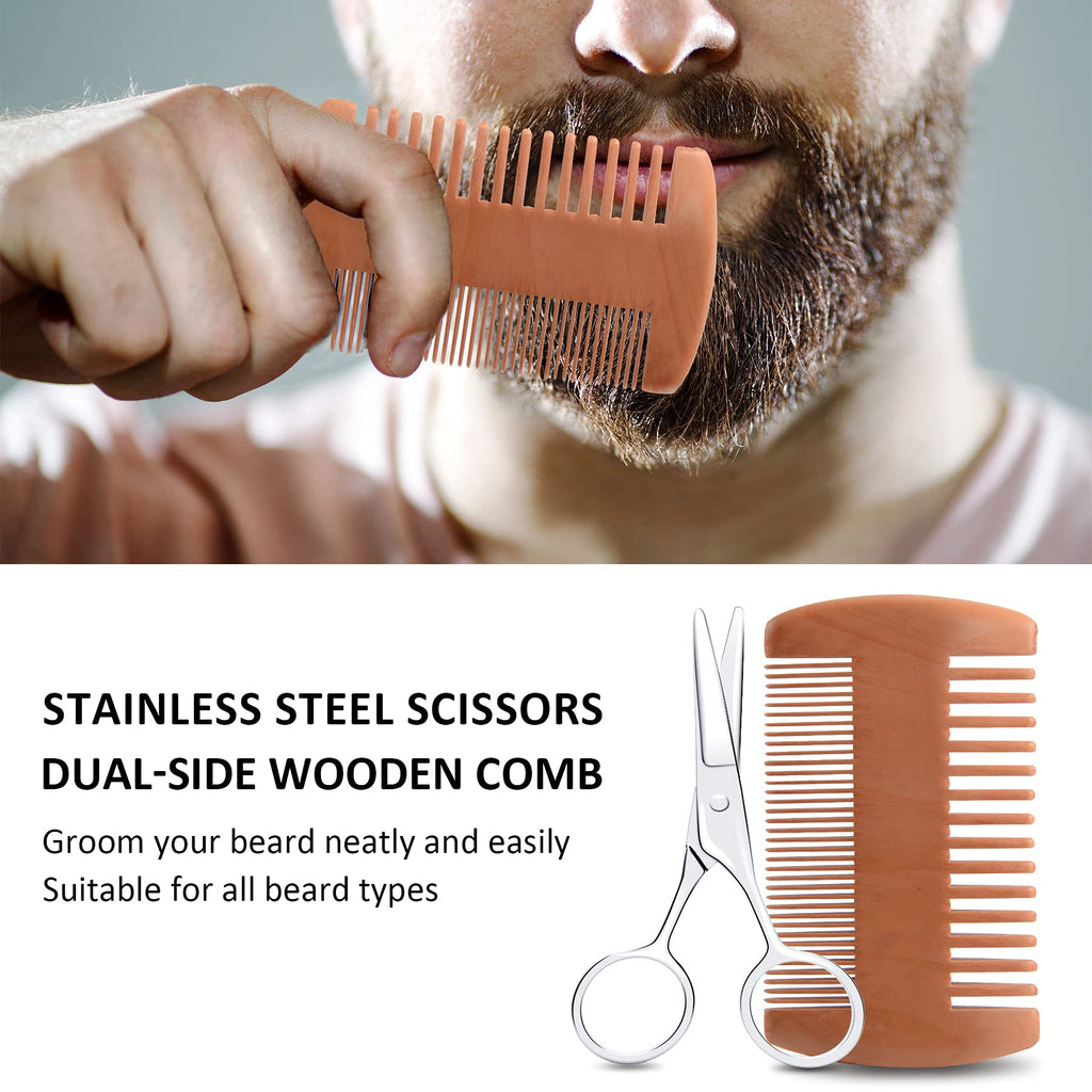 ABUDICS Gifts for Men, Beard Kit, Beard Grooming Kit w/Beard Oil Beard Balm Beard Brush Beard Comb Beard Scissors, Gifts for Dad Husband Him Boyfriend