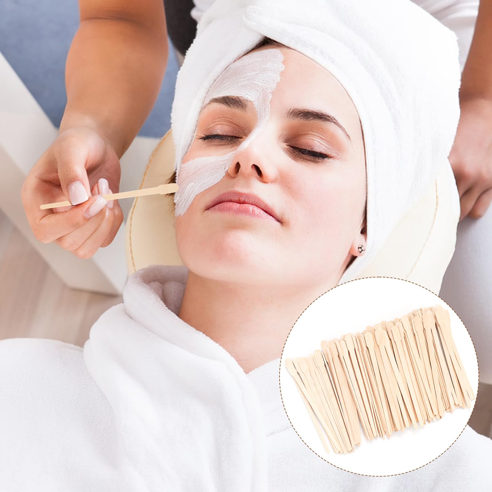 MMonDod Wooden Wax Spatulas, Small Eyebrow Removal Applicator Sticks Waxing