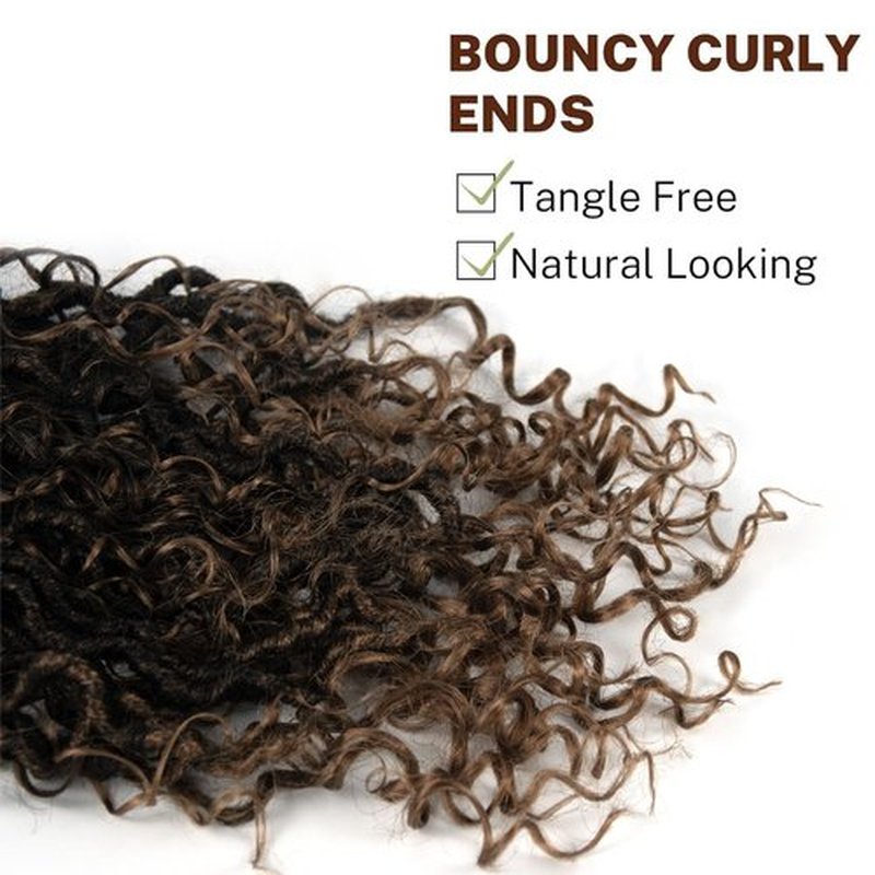 Goddess Locs Crochet Hair 18 inch Faux Locs Crochet Hair for Women Pre Looped Soft River Locs Crochet Braids with Curly Hair Boho Hippie Locs Synthetic Hair Extensions (1B/30)