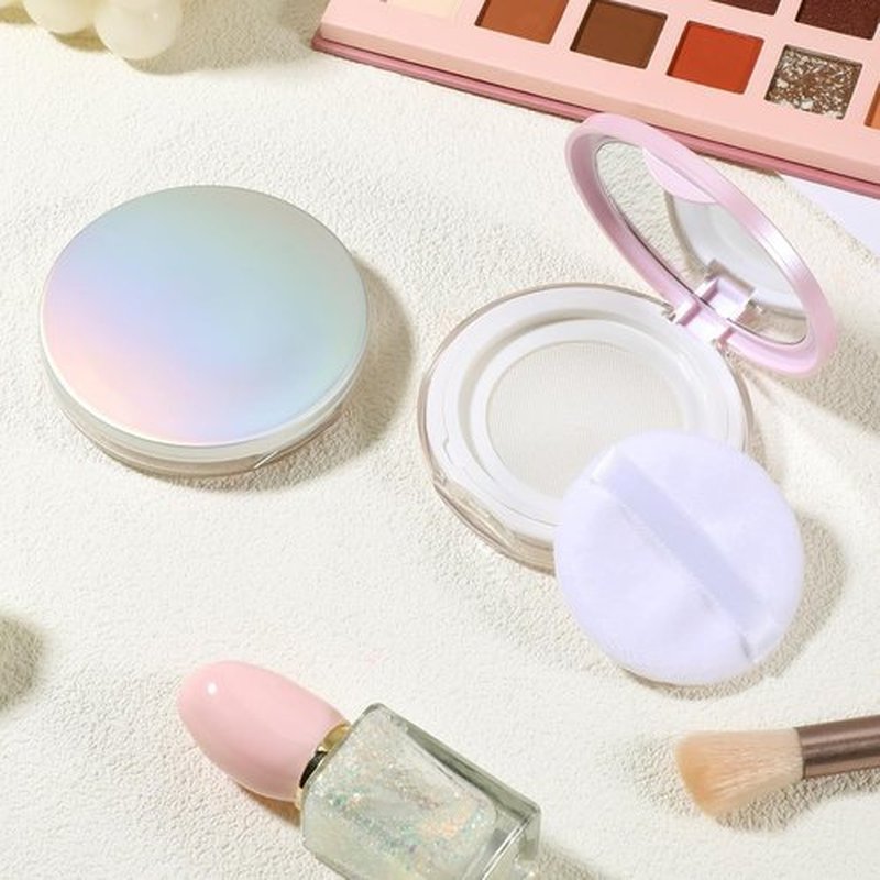 Skiennix Loose Powder Containers - 2 PCS Reusable Travel Makeup Containers with Puff & Mirror | 0.18oz