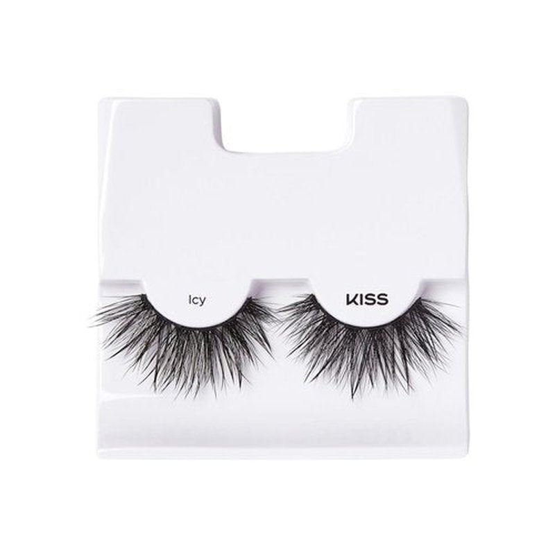 KISS Lash Drip False Eyelashes, Spiky X Boosted Volume, Unique Wet Look Hydrated Effect, Multi-Length Rewearable Fake Eyelashes, Wispy Crisscross Lash Pattern, Style ‘Icy’, 1 Pair (Pack of 2)