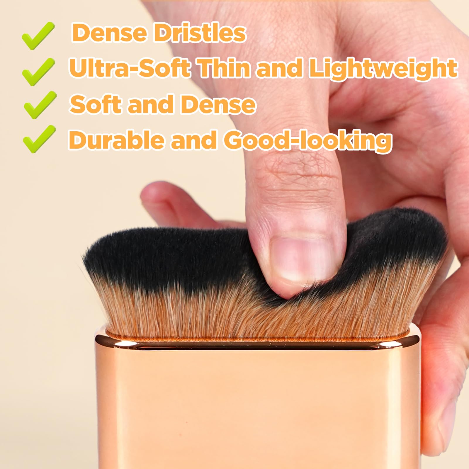 Self Tanner Brush,Body Makeup Brush, Kabuki Brush for Face and Body,Self Tanning Applicator for Leg Makeup,Bronzer,Lotion,Cream and Powder,Vegan Synthetic Bristles with Travel Case.Rose Gold