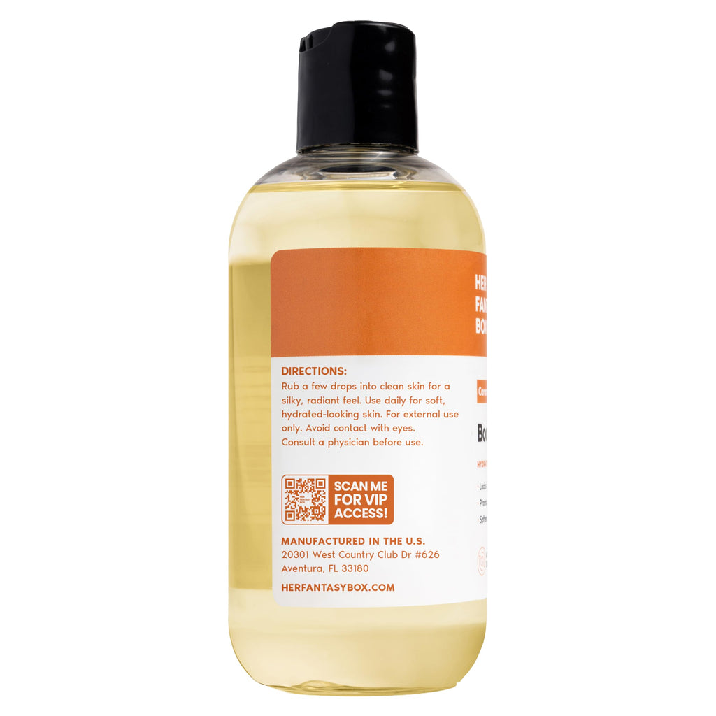 Her Fantasy Box | Body Splash Caramel Glaze Fragrance Oil – Warm Caramel & Vanilla Gourmand Scent, Lightweight Hydrating Body Oil, Vegan & Cruelty Free