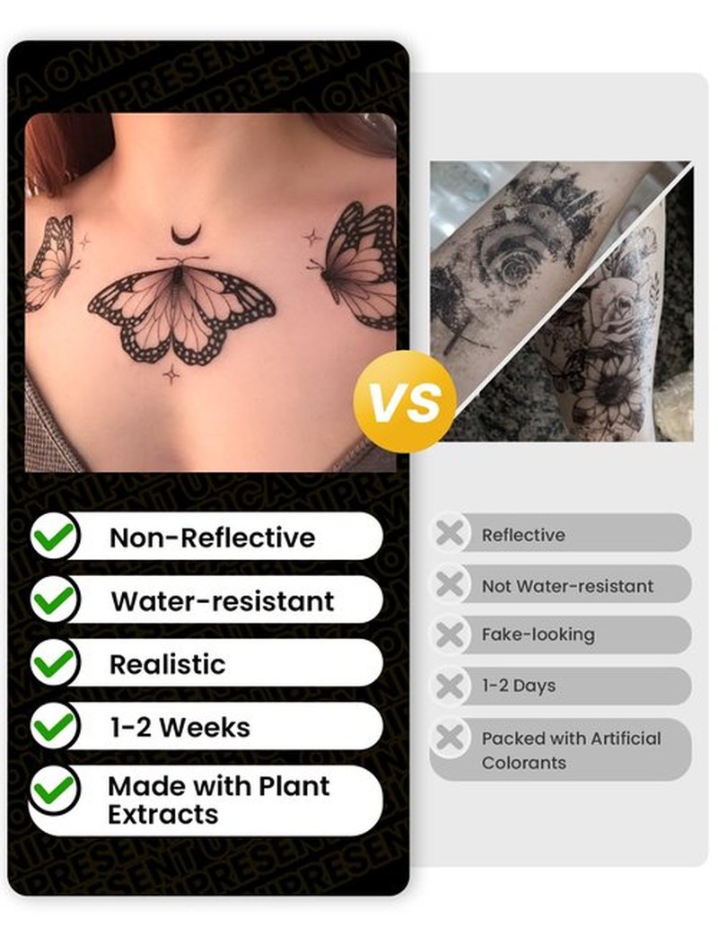 UBICA Semi Permanent Tattoos for Women, 2 Sheets Realistic Flower Temporary Tattoos Fake Tattoo Stickers for Party, Waterproof No Reflective, Lasts 1 Weeks (Sexy Floral & Lily Designs)
