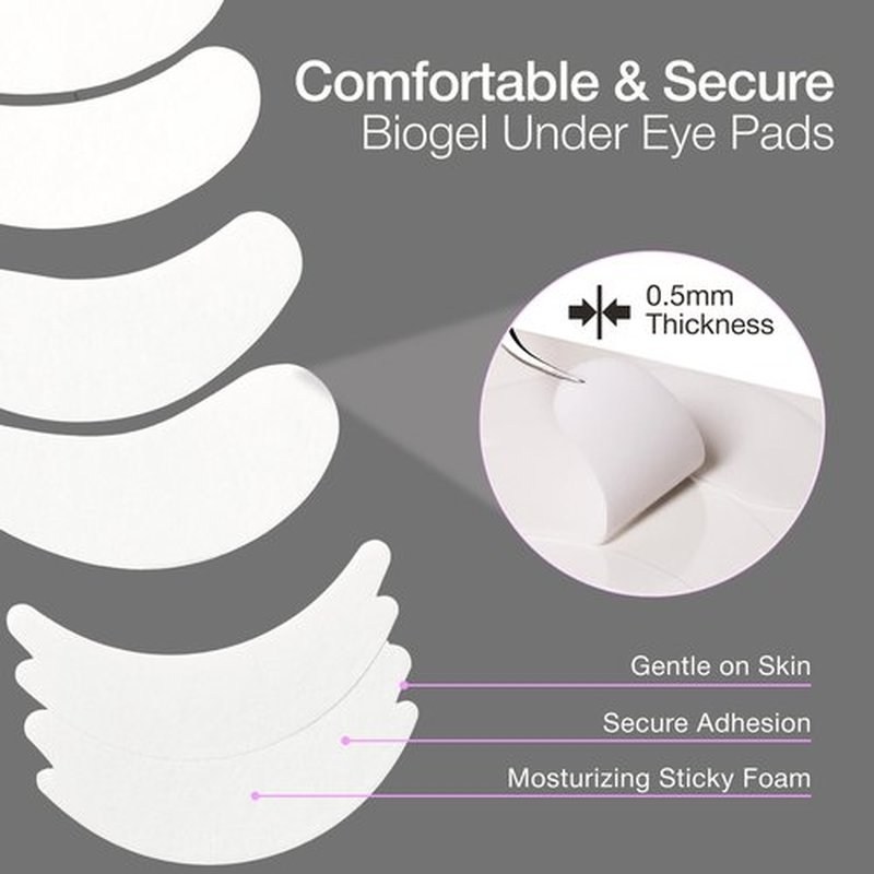 Curacoro Biogel Eye Pads for Lash Extensions, Soft Sticky Under Eye Patches for Sensitive Skin, Eyelash Perm Lamination, Lash Extension Remover Supplies (10 Pairs)