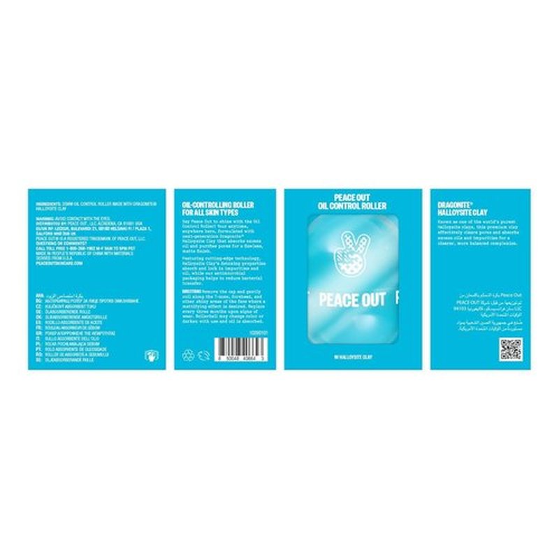 Peace Out Oil Control Roller - Instant Oil Remover with Halloysite Clay for Oily Skin | 1 Count