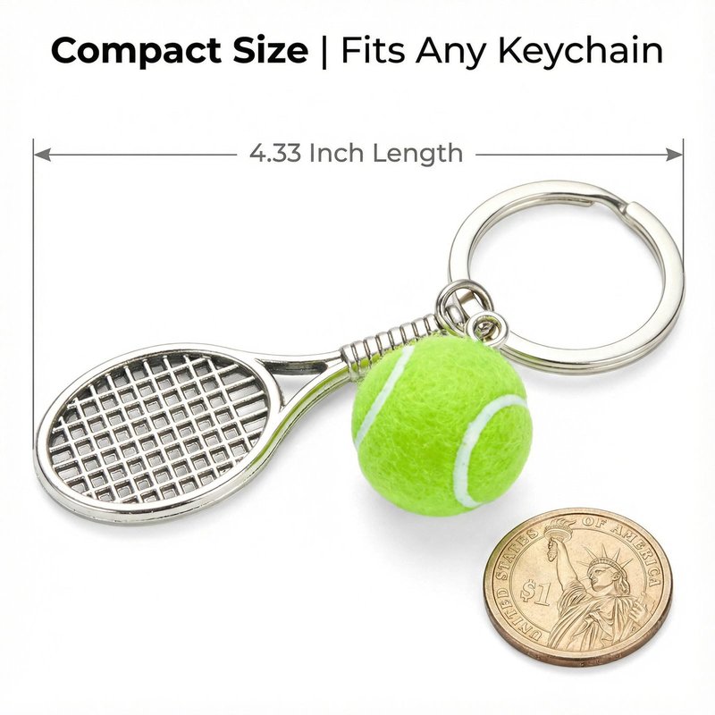 RFCAW 30 Pack Unisex Tennis Keychain Favors - Mini Tennis Ball & Racket Charms Set with Thank You Tag, Bulk Party Goodie Bags for Tennis Tournament, Sports Birthday, Team Gifts for Men and Women