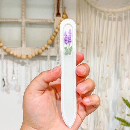 Hand-Painted Lavender Glass Nail File – Crystal Nail File for Natural Nail Care, Gentle & Durable Manicure Tool, Unique Gift for Women & Girls