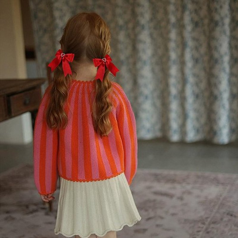 Red Hair Bow Clips Satin Bowknot Hair Clips Sweet Heart Rhinestones Ribbon Hairpins for Girls Chirstmas Valentine's Day Party Hair Accessories