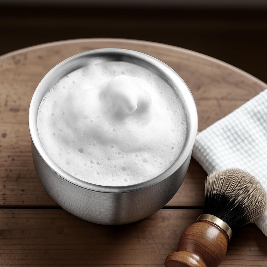 GRUTTI Stainless Steel Shaving Bowl, 4.13 Inch (10.5cm) Rust-Free Shaving Soap Dish, Easy to Clean Sustainable Shaving Bowl for Shaving Soap & Shaving Cream, Fits Shaving Brush