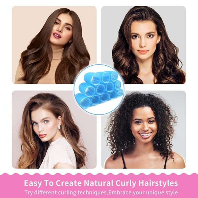 **My Novel Things Hair Rollers Set - 50PCS Volume Curlers with 12 Clips & 2 Combs for All Hair Types**