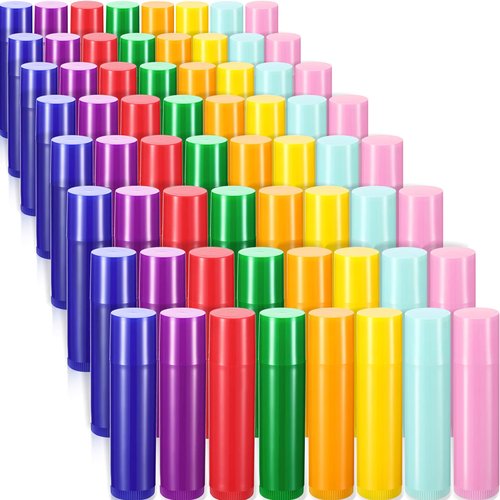 Maitys 48 Pcs 5ml Empty Lip Balm Tubes Bulk Colorful Rotatable Lip Gloss Container Tubes Refillable Gloss Bottles Plastic Empty Balm Containers Lipstick DIY Cosmetic Holder, 8 Colors