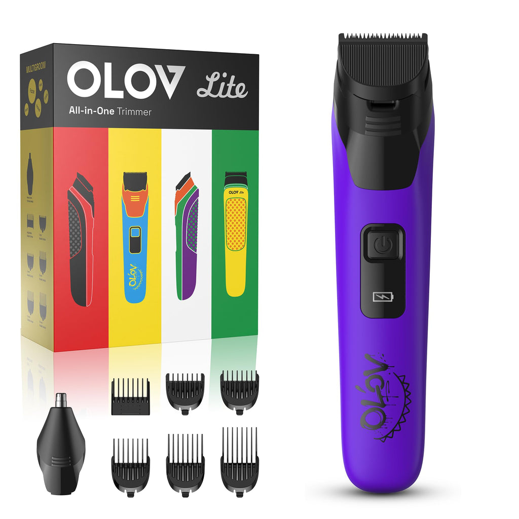OLOV LITE Electric Beard Trimmer for Men,Nose Hair Trimmer &Men‘s Electric Razor 10-in-1 Grooming Kit Cordless Shaver Gift-Ready for Men(Purple)
