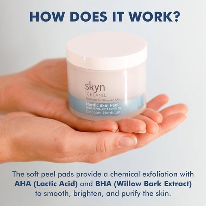 Skyn ICELAND Nordic Skin Resurfacing Facial Pads - Exfoliating AHA & BHA Peel for Fine Lines | 60 Pads