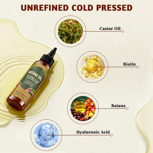 Batana Oil for Hair Growth – Natural & Pure Hair Oil, Prevents Hair Loss, Enhances Thickness, Restores Smoothness with Biotin, for Men & Women, Suitable for Curly & Straight Hair 4.23 oz