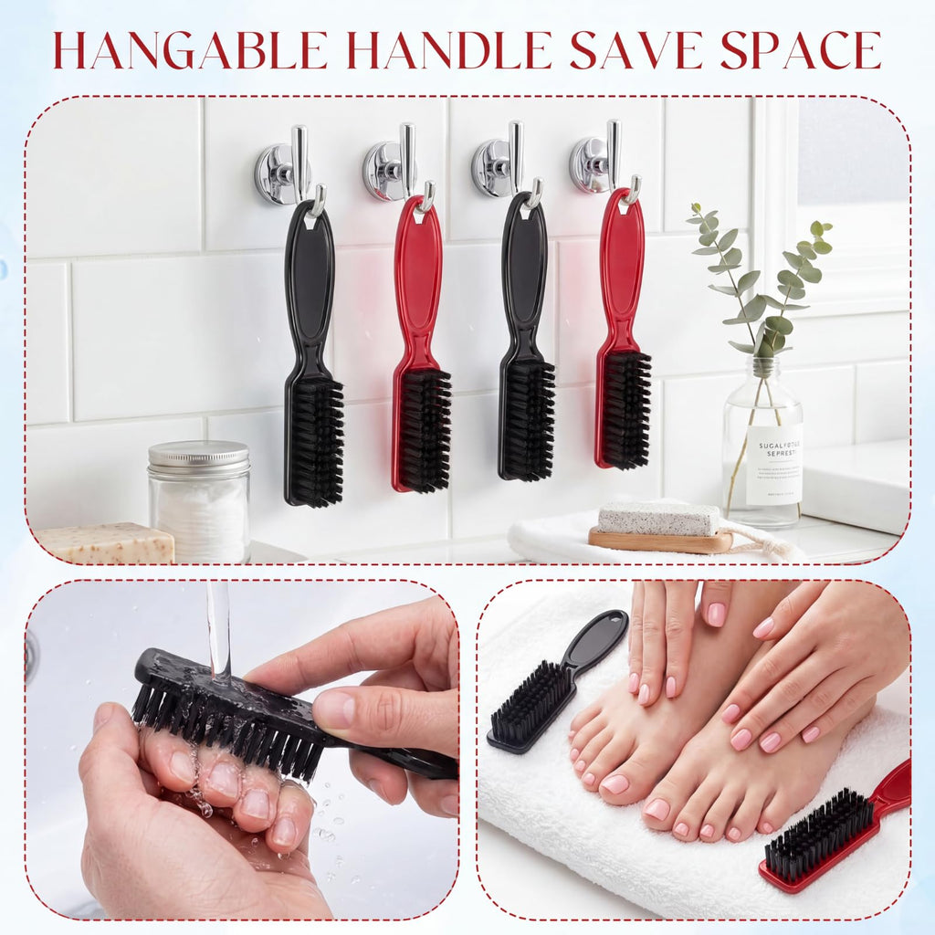 Patelai 2 Pcs Barber Blade Cleaning Brush for Clipper Cleaning Nail Cleaner Styling Brush for Fades Tapers Trimmer Manicure Salon (Black,Red)