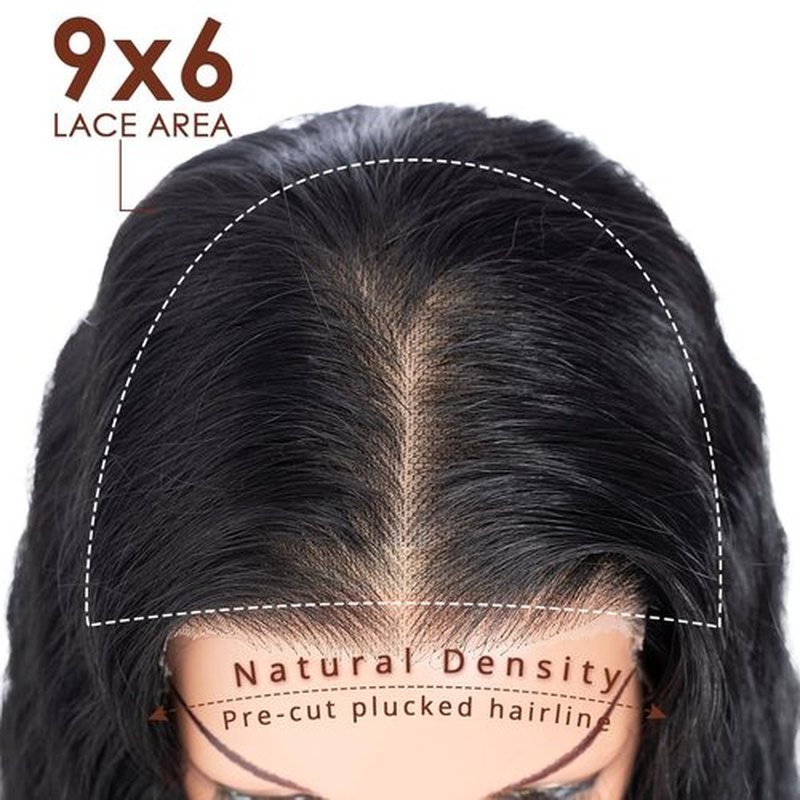 Style Icon 41” Super Long Wavy Wig 9x6 Free Part Bohemian Lace Front Wig Black Color - Heat Friendly Synthetic Hair Wigs with Pre Plucked Hairline