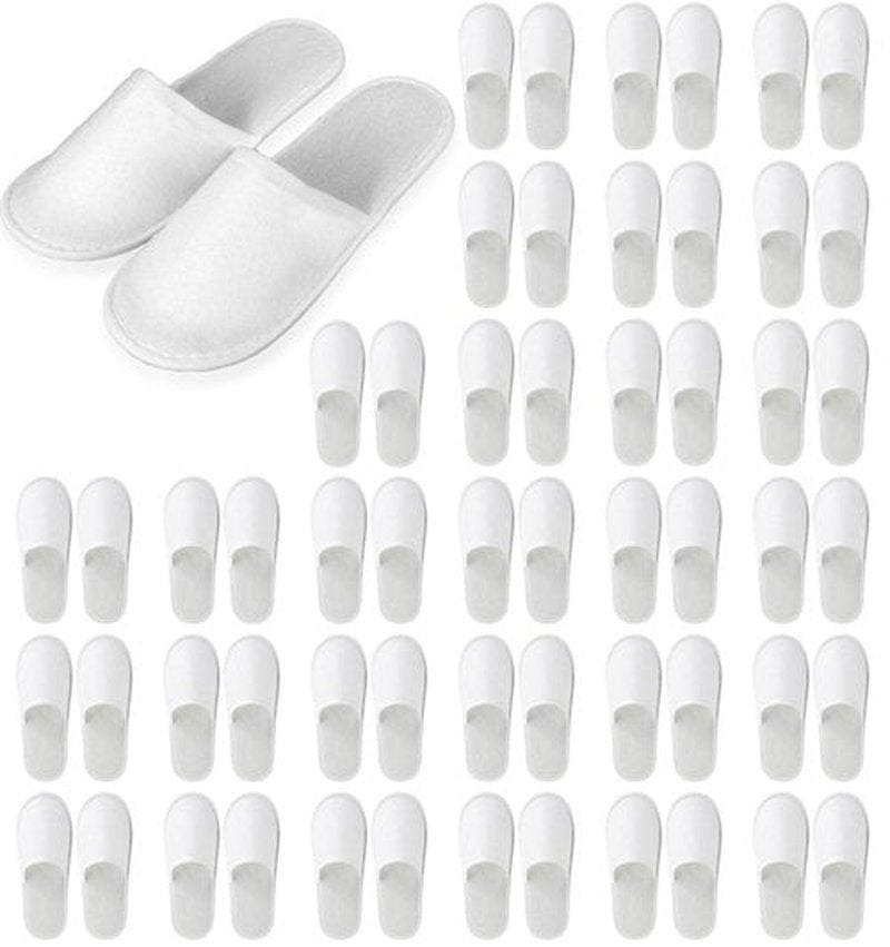 Nexboraque 30 Pairs 10.5 Inch Disposable Slipper for Guests, White Spa Slippers Bulk House Slippers Non Slip Closed Toe Travel Footwear for Hotel Guests Women Men, Medium