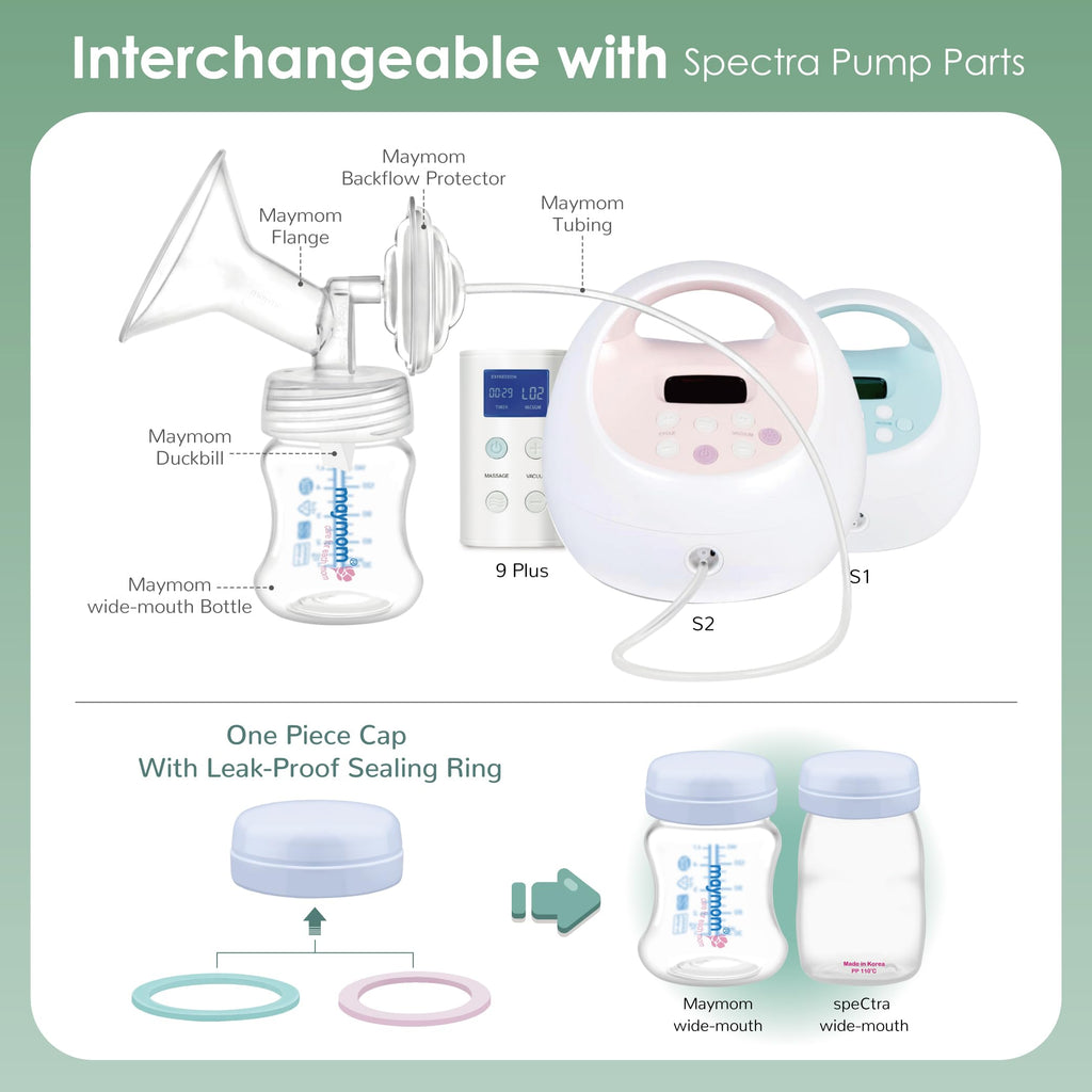 Maymom Pump Parts Compatible with Spectra S2 S1 Replacement Kit for Spectra Pump Parts 24 mm Flange Duckbill Valve Tube Bottle Backflow Protector, Not Original S2 S1 Accessories