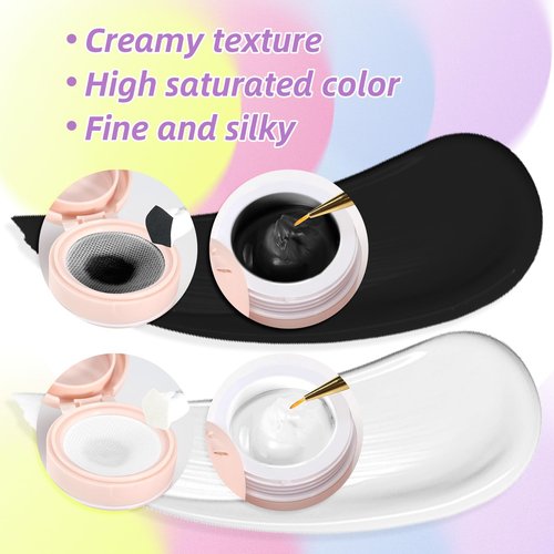 U-Shinein Cushion Gradient Painting Gel, Black&White Ombre Nails Aura Nails Full Coverage Precise Control of Each Dip Matte Effect Non-Wipe Long Lasting French Manicure Soak Off UV LED DIY Nail Art