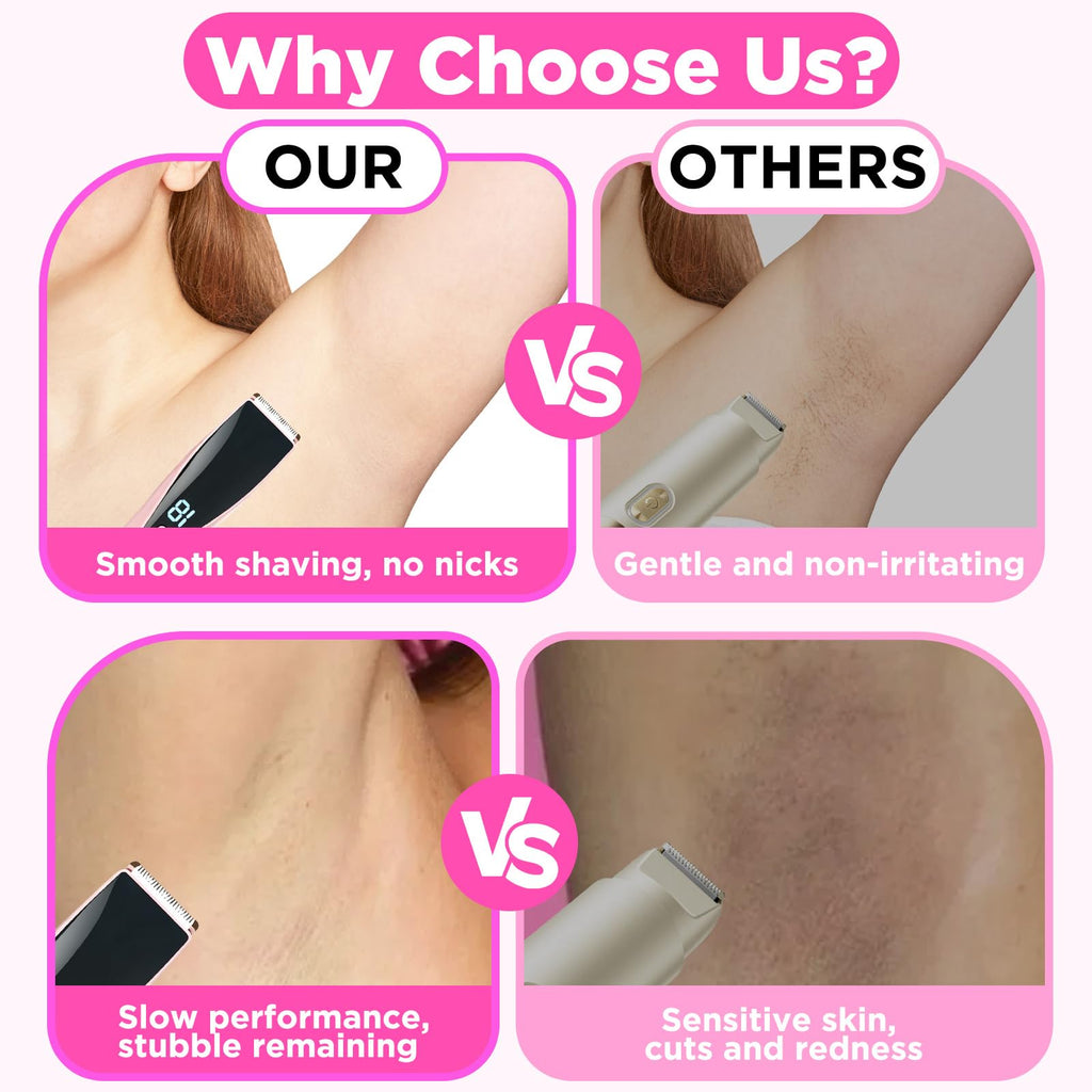 Bikini Trimmer for Women 2-in-1 High Power Epilators Hair Removal Waterproof Electric Razors Women's Electric Razor Pubic Hair Trimmer Shaver for Women for Ladies Pubic, Face, Underarms, Legs