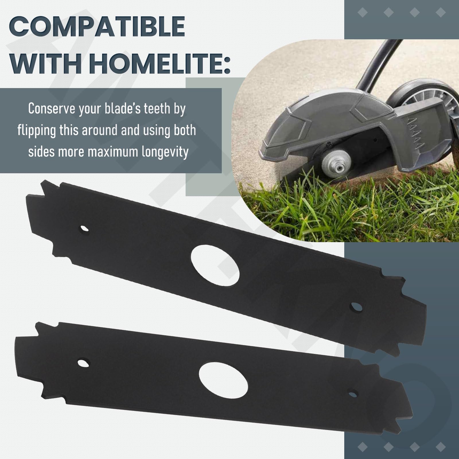 AMTHKNO AC04215 Reversible Heavy Duty Hardened Steel Edger Blade - for Replacement Ryobi 8 Inch Edger Blade, Fits Edgers Models UT50500, UT15518, RY15518, RYEDG11, P2310 and P2300B. (2)