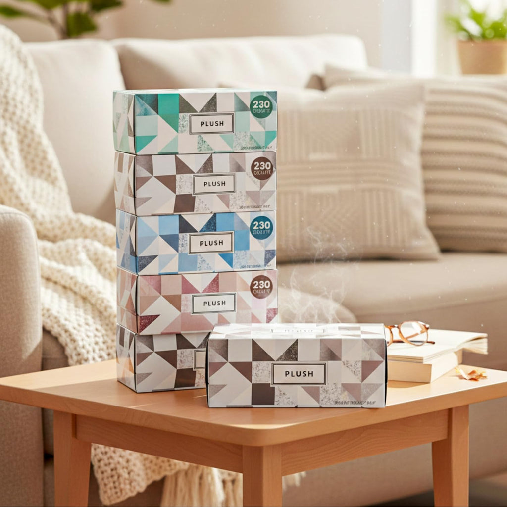 Ultra-Soft 2-Ply Tissues - 7" x 6.9" (5 Packs of 230 Sheets) - Durable & Absorbent - Perfect for Home, Office & Travel