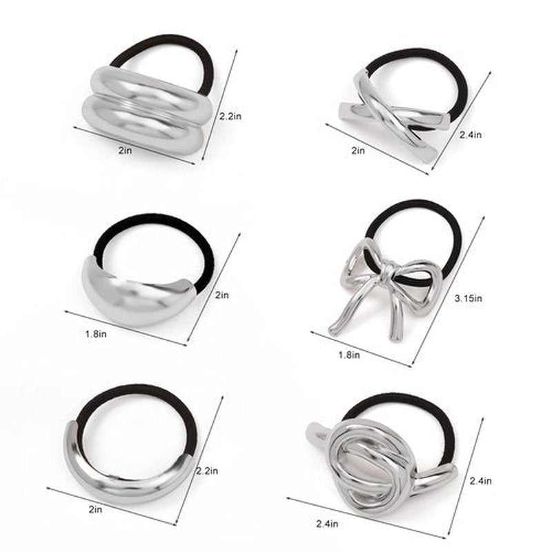 Hair Ties for Women, Sliver Metal Hair Cuffs Hair Accessories Elastic Hair Ties Ponytail Cuff Hair Bands for Both Thick Hair and Thin Hair