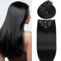 Miskoey Clip in Hair Extensions Real Human Hair, Invisible Seamless Straight Remy Human Hair Extensions Clip ins for Women (1B Natural Black, 18'')