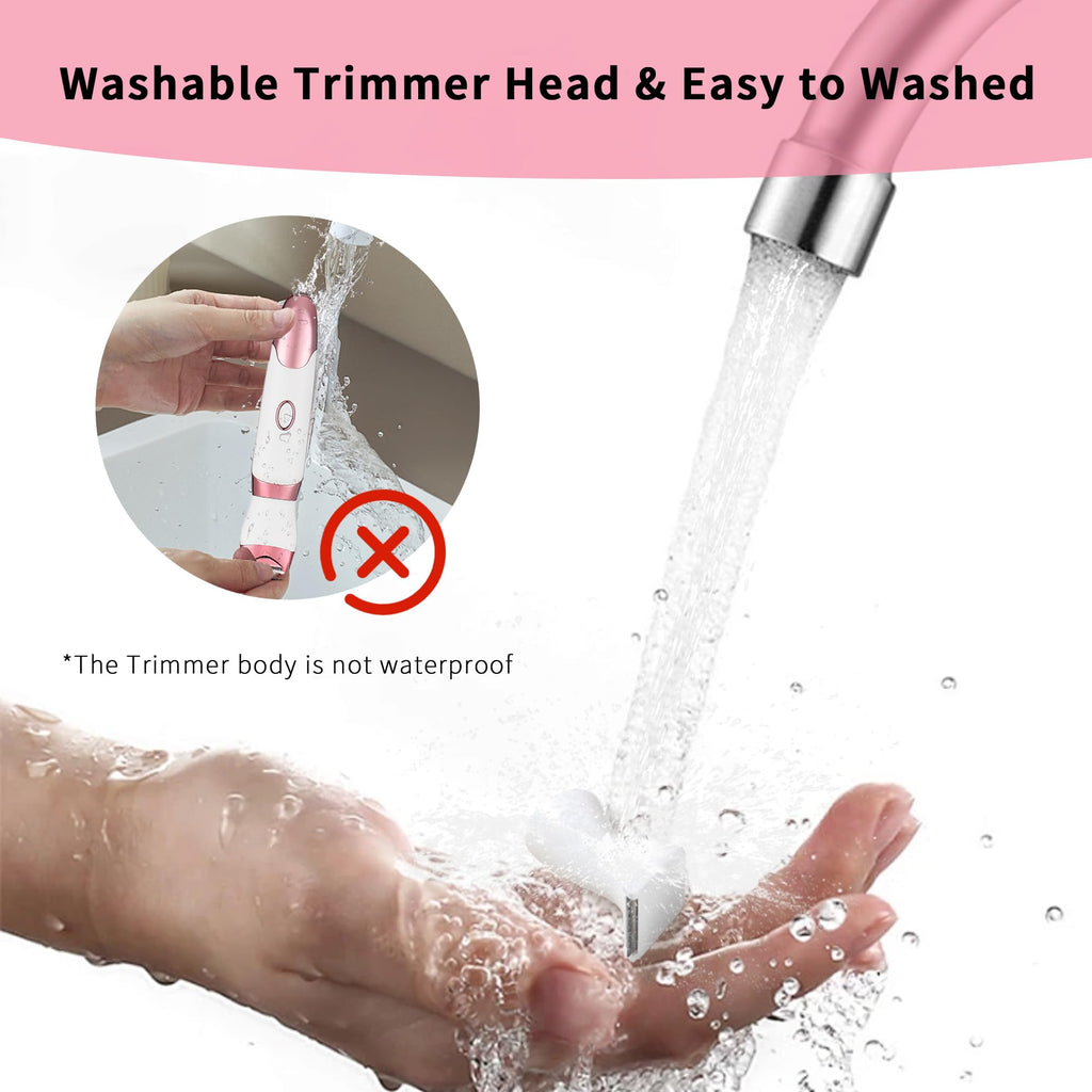 Bikini Trimmer for Women with LED Display - 5-in-1 Rechargeable Electric Shaver, Painless Pubic Hair Trimmer for Face Nose Eyebrow Arms Armpit Legs Pubic Area (Gold)