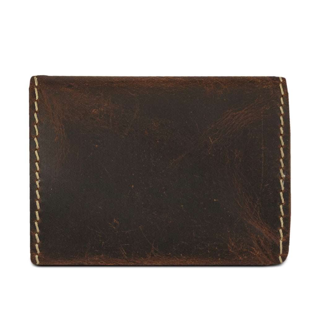 CestAntiQ, Leather Coin Pouch, Change Holder, Mini Pocket Wallet for Men & Women, Vintage Handmade Brown Leather with Antique Button Closure, Natural Threads, Compact Wallet for Coins & Small Items