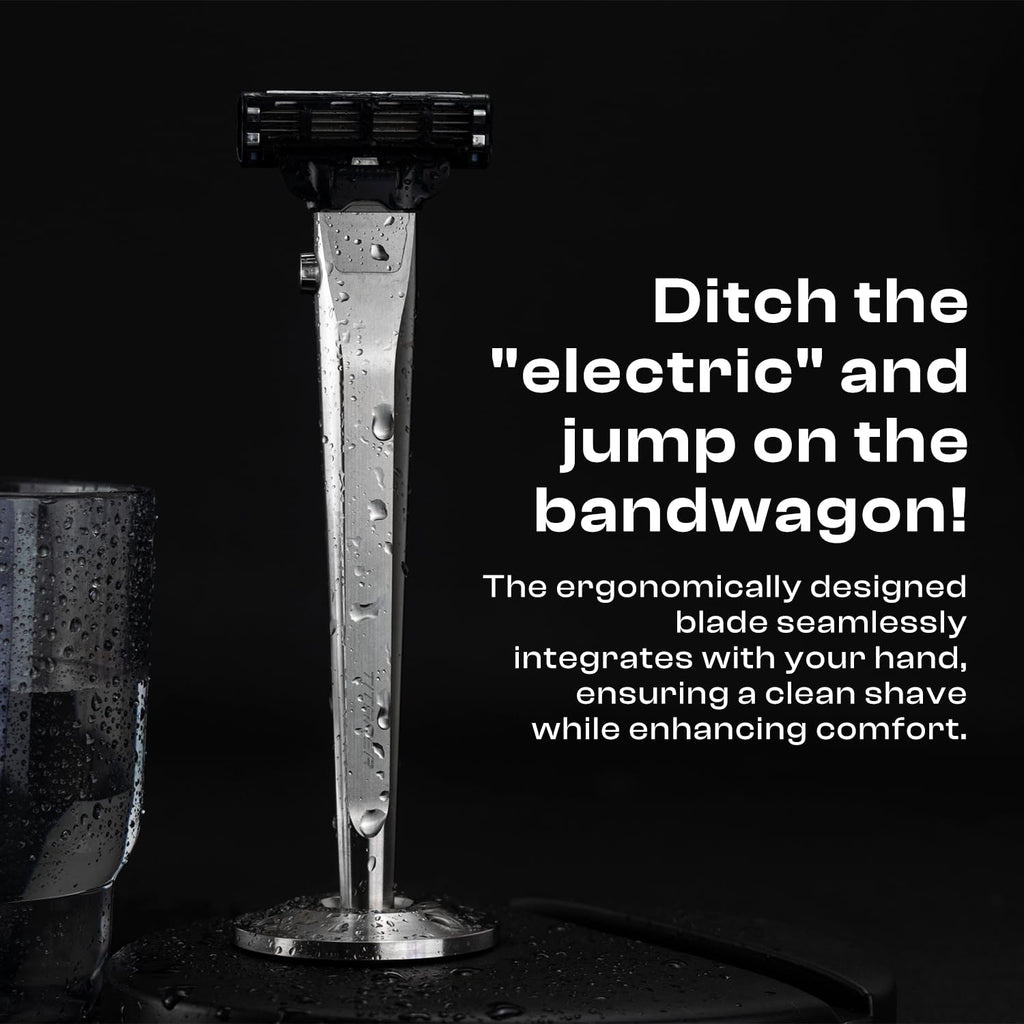 TITANER Lifetime Razor-Change the Blade in 1s GR5 Titanium Rust and Water Resistant,Comfortable to hold Water Washing Cleaning with Mach3 Blade Replacement Pack for Men's Everyday Shaving (Grey)