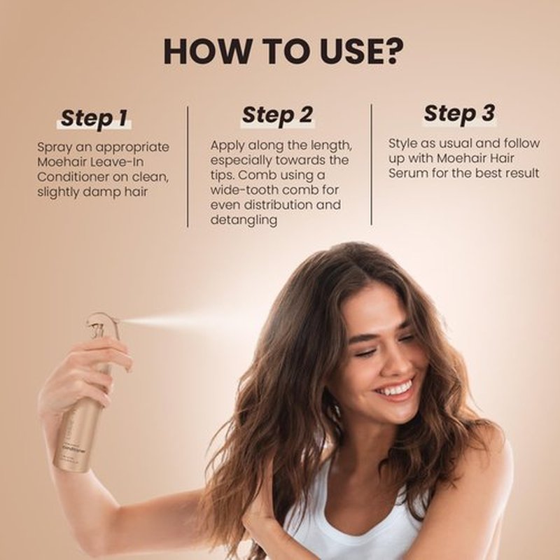 MOEHAIR Leave-In Conditioner - Infused with Proteins & Argan Oil | 12 Fl. Oz. Curly Hair Detangler & Softener