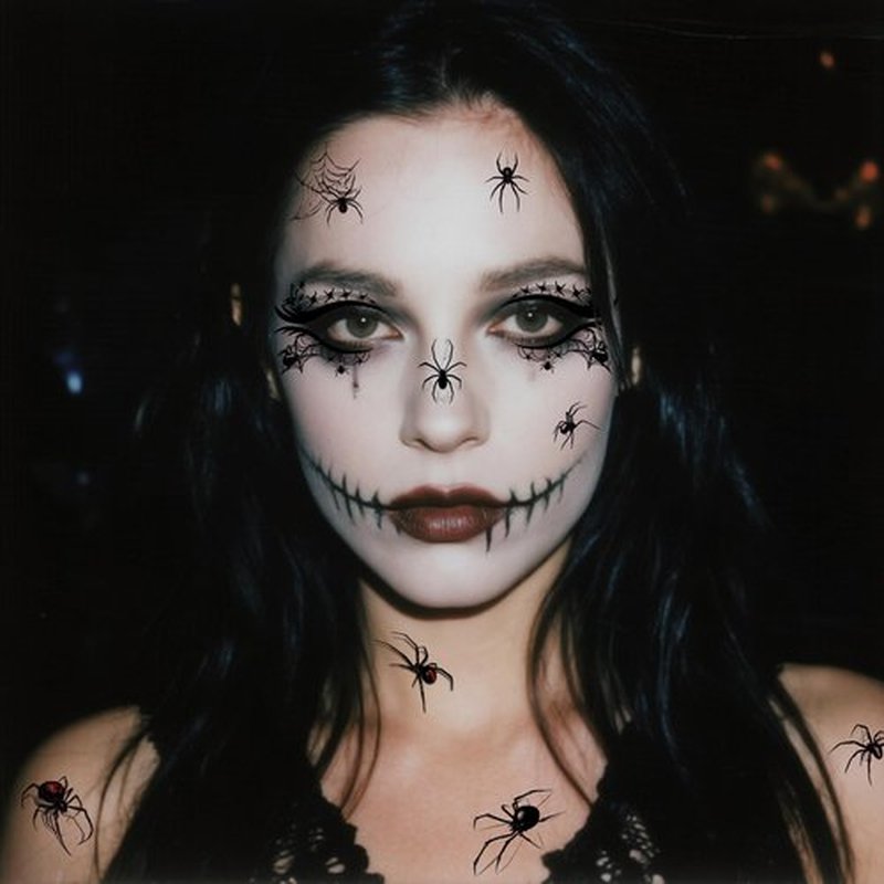 JoyfulGlam 110+ PCS Halloween Face Tattoos, Spider Tattoo Temporary, Halloween Witch Makeup for Women, Halloween Costume Accessories for Adult Kids