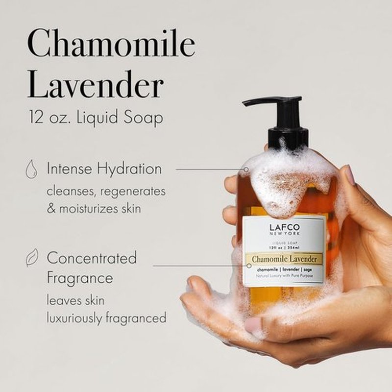 LAFCO New York Liquid Soap - Chamomile Lavender - Moisturizes & Protects - 12 oz - Hypoallergenic & Cruelty-Free