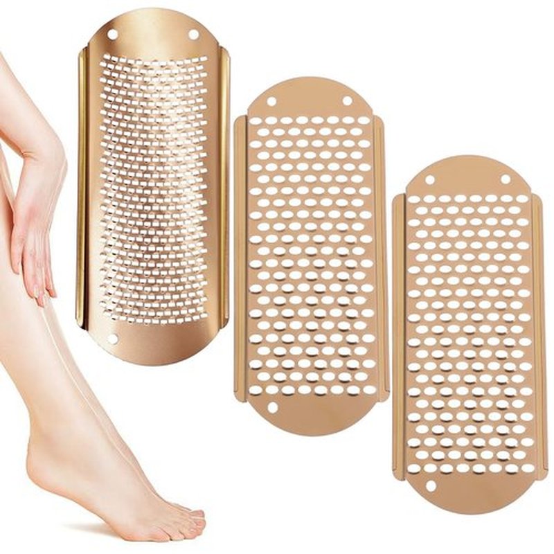 Professional Callus Remover for Feet: 3 Pcs Stainless Steel Foot Scrubber Dead Skin Remover, Foot File Heel Scraper Foot Rasp Foot Grater for Hard Skin, Pedicure Tools for Feet (Golden)