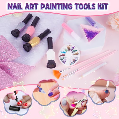 EULRGAUS Kids Nail Polish Set for Girls, 27PCS Nail Art Kit with Nail Dryer, Non Toxic Nail Polish kit and Fake Nails for Kids, Halloween Christmas Birthday Gifts for Girls 8-12