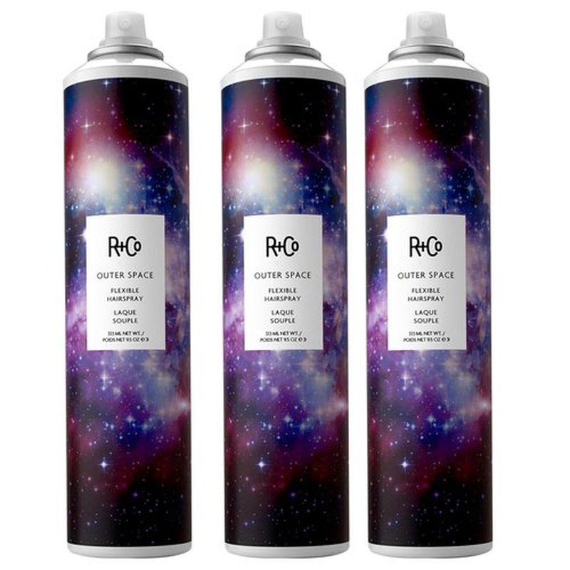 R+Co OUTER SPACE Flexible Hairspray – 3 Pack, Light Hold & Long-Lasting Hair Spray, Adds Shine & Flexibility, All Hair Types