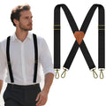 Nfijnlt Black Suspenders for Men Heavy Duty Elastic, 1.5 Inches Mens Suspenders for Jeans, Adjustable Work X-Back Men's Suspender for Dress Pants