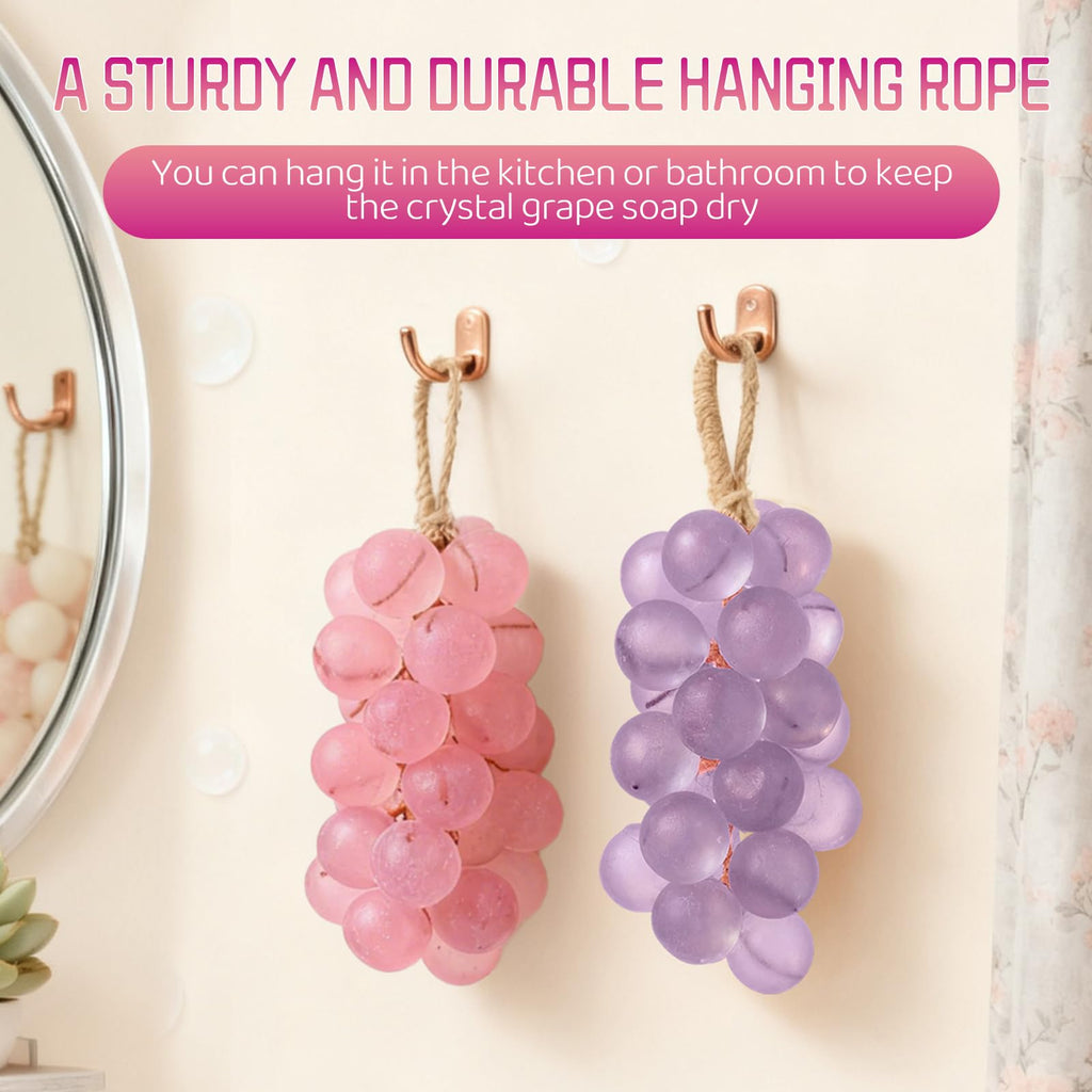Grape Soap, Handmade Grapes Cluster Soaps,Grape Soap on a Rope, Decorative Soaps Bars,DIY Exquisite Home Decor and Gift Choice for Washing Hands and Fresh Air Men Women (1, Pink)