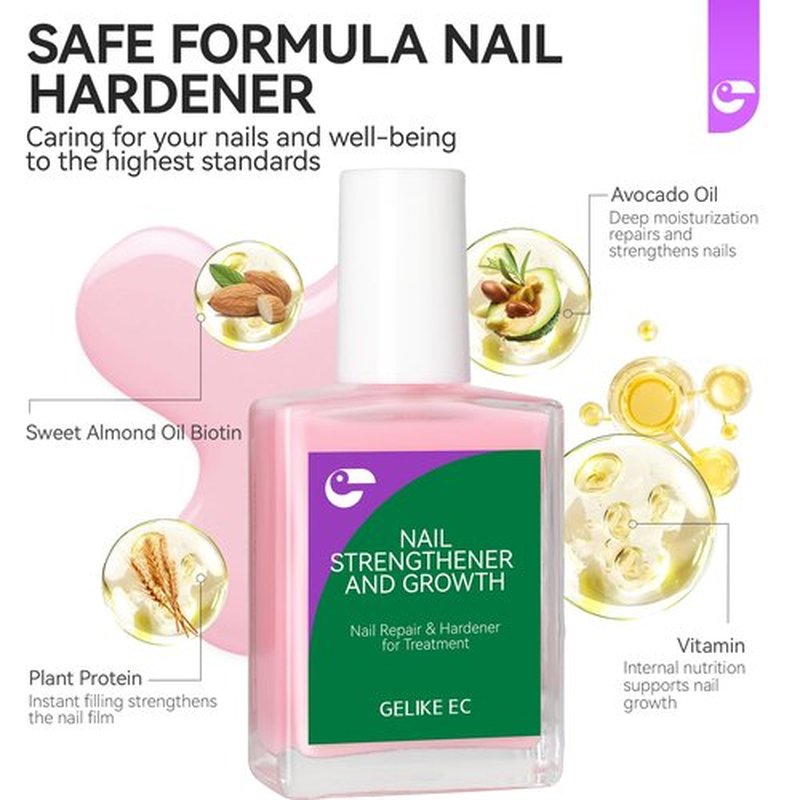 Nail Strengthener and Growth Polish for Women: Milky Pink 15ml Nail Hardener Extra Strong and Growth for Damaged Nails - 6 in 1 Protein Ridge Filler for Home Salon Use - Women Housewife DIY Enthusiast