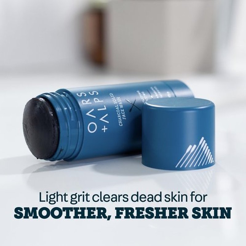 Oars + Alps Face Wash with Activated Charcoal, Exfoliating Facial Cleanser, Cleansing, Refreshing, TSA Friendly, 1.2 Oz, 2PK