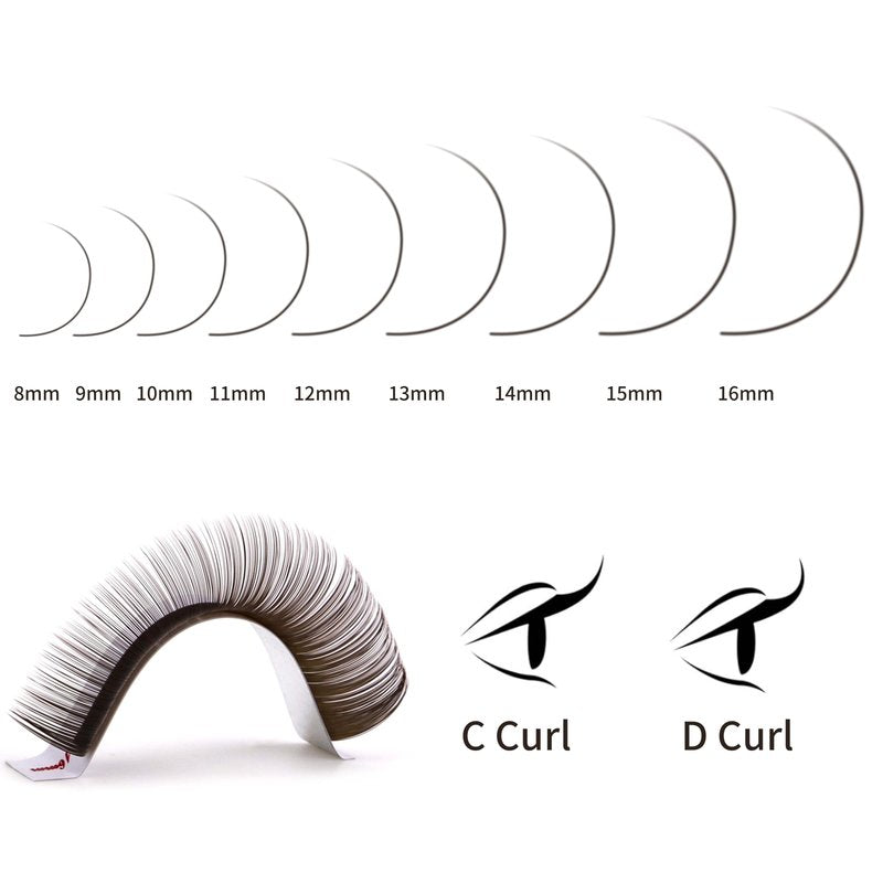 VEYES INC Colored Lash Extensions 03 05 07 15 C/D Curl 8-16mm Mixed Length Tray, Premium Individual Silk Eyelashes, Professional Supplies for Lash Techs (Dark Latte Brown 0.05 CC 8-16mm)