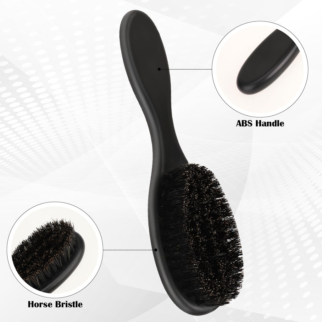 FAIRY CORA Barber Brush Set, 2 PCS Beard Styling Brush with Soft Bristles, Neck Duster and Cleaning Brush for Men's Grooming, Professional Grooming Tools with Sturdy ABS Handle, Black