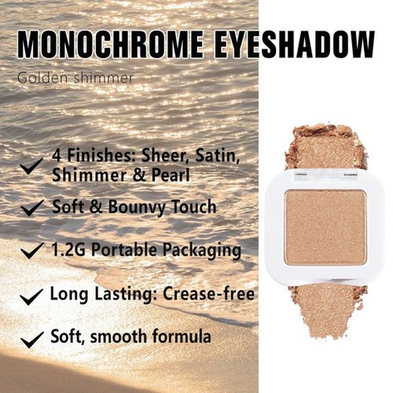 Evpct Gold Single Eye Shadow Palette - High Pigment Shimmer & Glitter for Mature Skin | Warm Bronze & Copper Tones