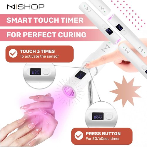 M - GlamCure GO Nail Flash Cure Lamp with Focus Beam Technology, Touch Screen - LED & UV Nail Light - Curing Lamp for Gel Nails, Acrylic, Builder - Portable & Adjustable (Red)